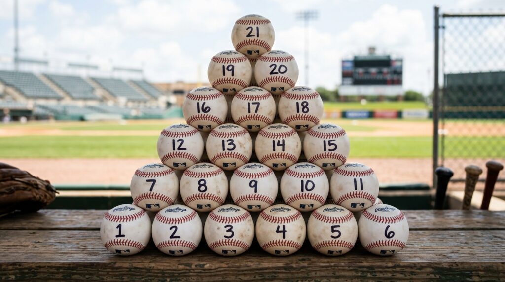 Baseballs Stacked in Sequence