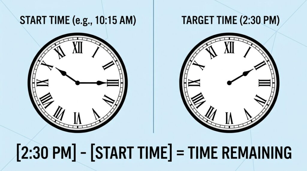 Calculate Time Until 2:30 PM Manually