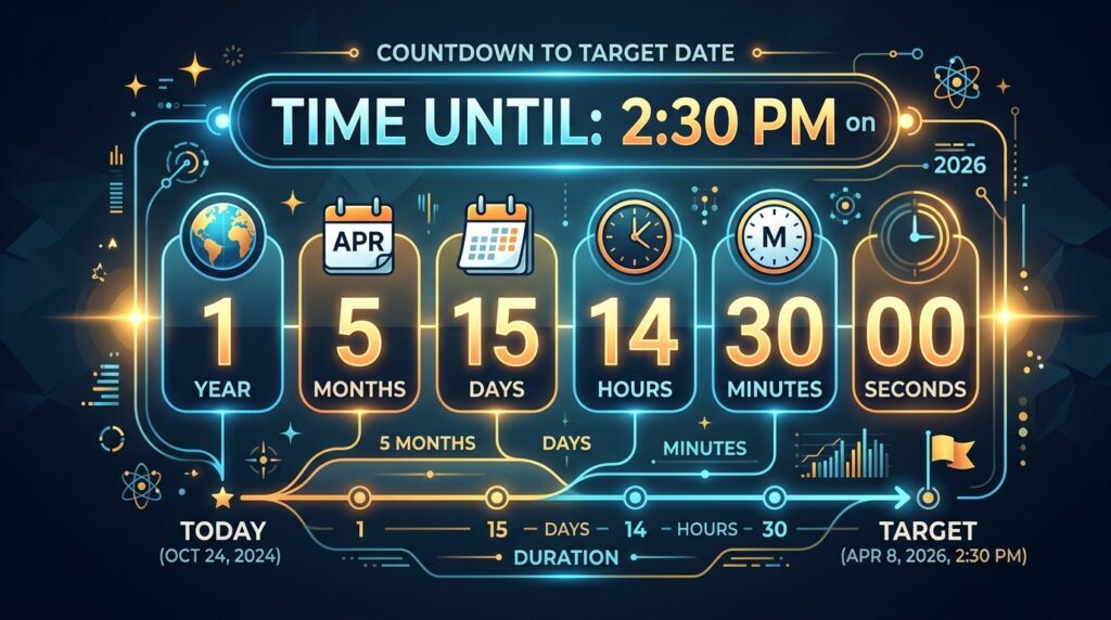 How Long Until 2:30 PM on 04/08/2026?